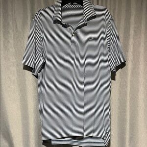 Vineyard Vines Navy and White performance Striped Polo Shirt Sz Large